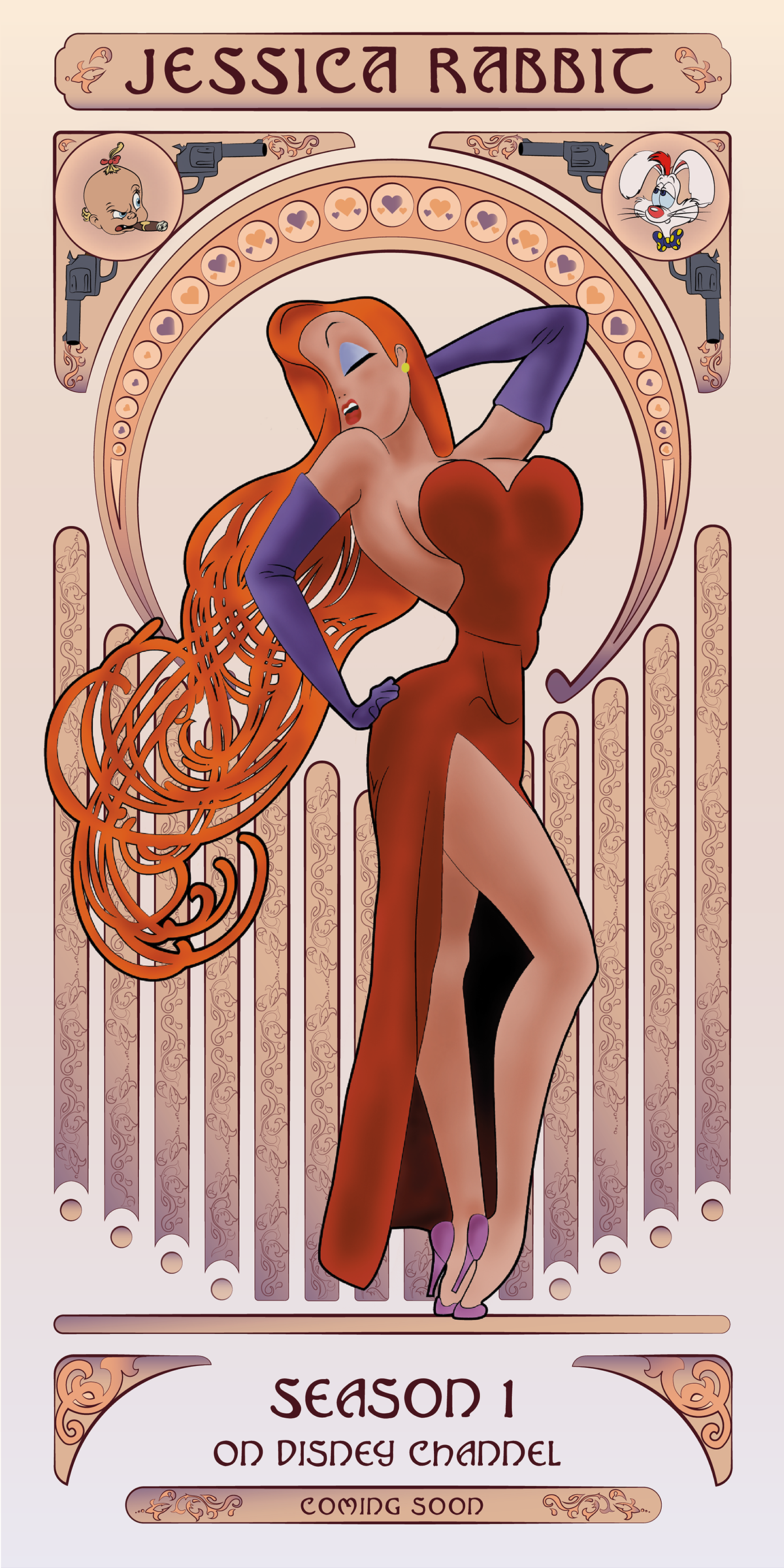 Thank You - Art Nouveau (1200x2401), Png Download