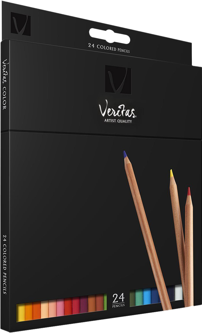 Veritas 24 Colored Pencils - Color Pencil Packaging Design (1200x1200), Png Download