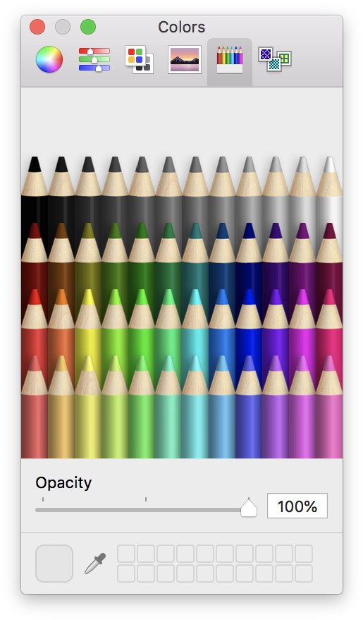 Colored Pencil Tab Of The Color Palette In Omnigraffle - Layer Opacity Pixelmator (524x888), Png Download