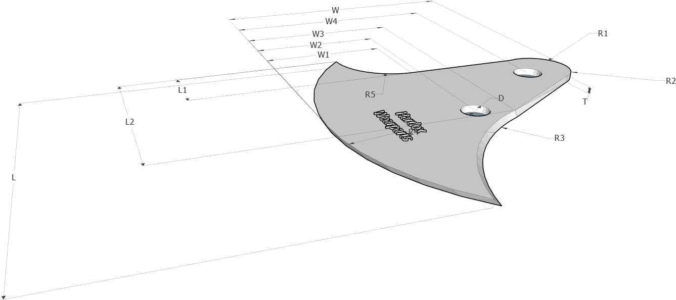 Fixed Hammers Bolt On Shark Fin - Technical Drawing (1336x835), Png Download
