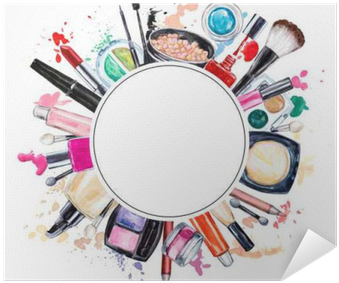 Frame Of Various Watercolor Decorative Cosmetic - Cosmetics (400x400), Png Download