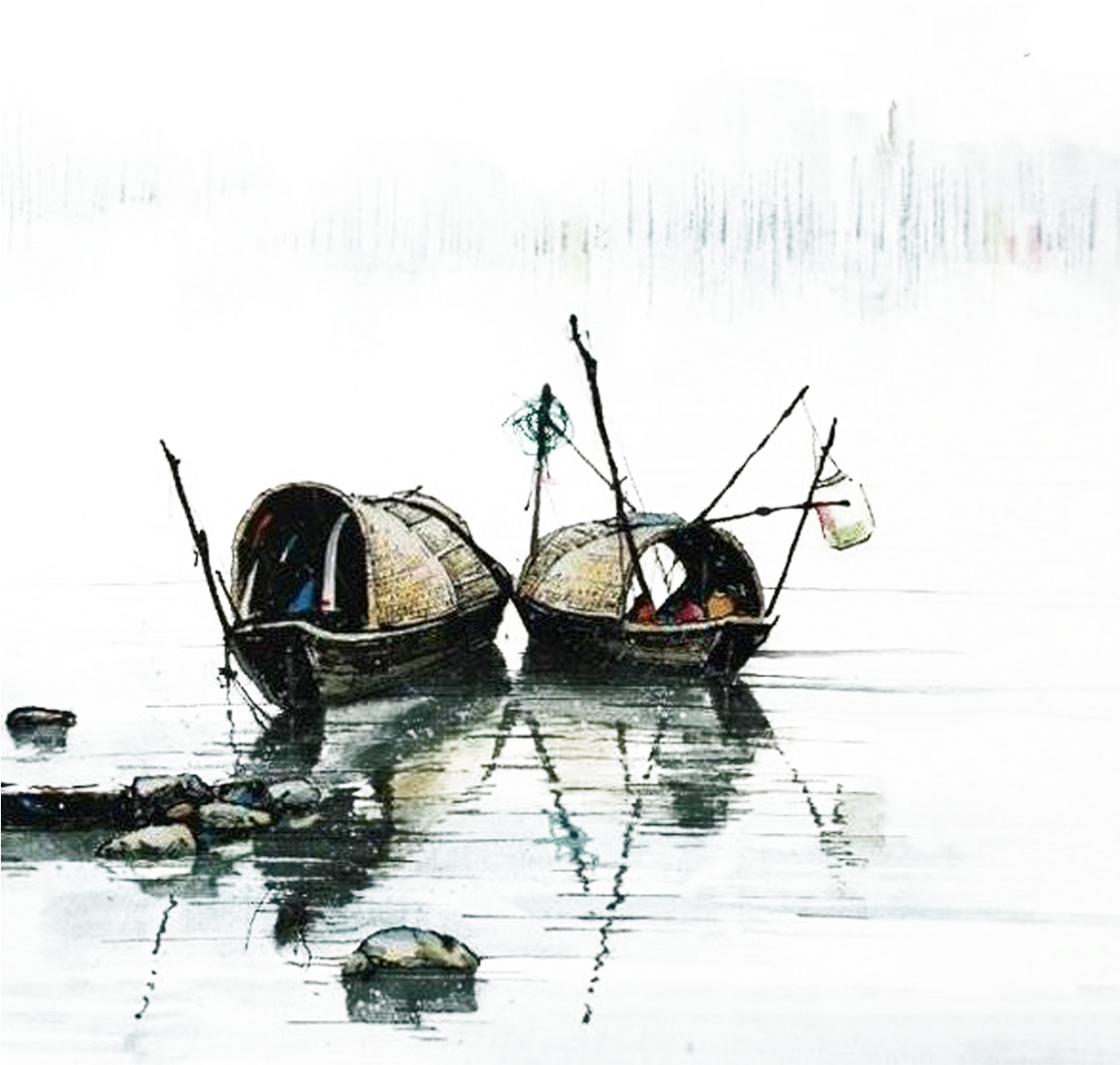 Watercolor Painting Chinese Painting Ink Wash Painting - Ink Wash Painting (1240x1240), Png Download