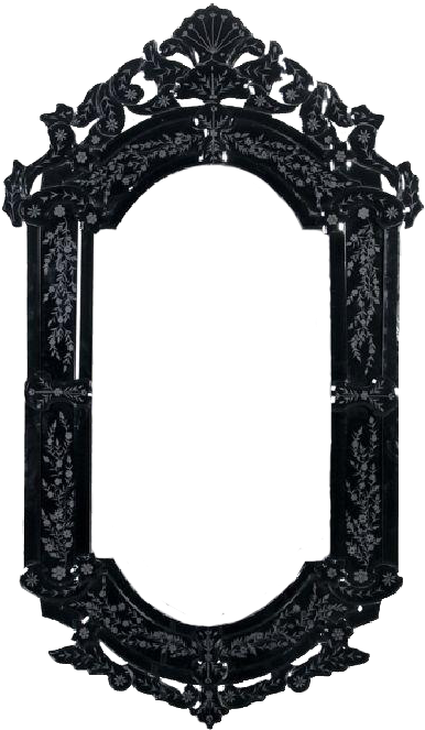 Mirror Png Picture - Dusx Vintage Venezia Black Etched Antique Style Large (694x665), Png Download