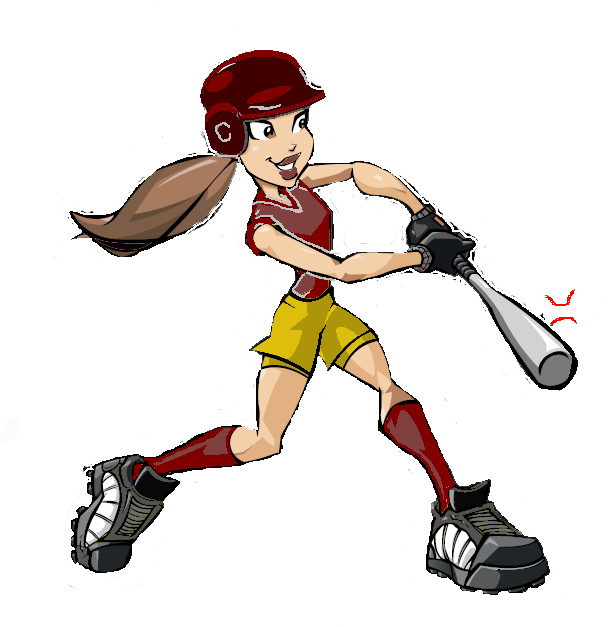 Dreamcatcher Clipart Illustration - Girl Softball Player Cartoon (691x676), Png Download
