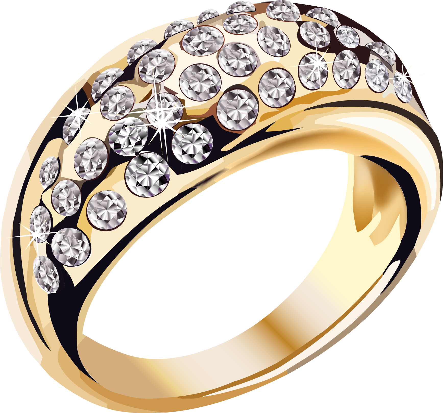 Jewelry Clipart Wedding Ring - Золотое Кольцо Png (1735x1619), Png Download