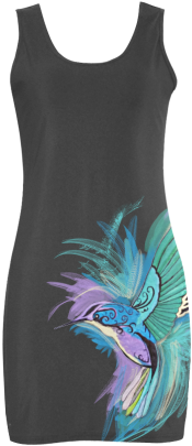 Handpainted Hummingbird Watercolor On Black Medea Vest - Dress (500x500), Png Download