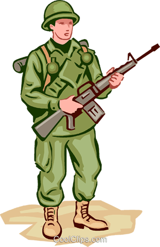 Soldier Royalty Free Vector Clip Art Illustration - Clipart Of A Soldier (311x480), Png Download