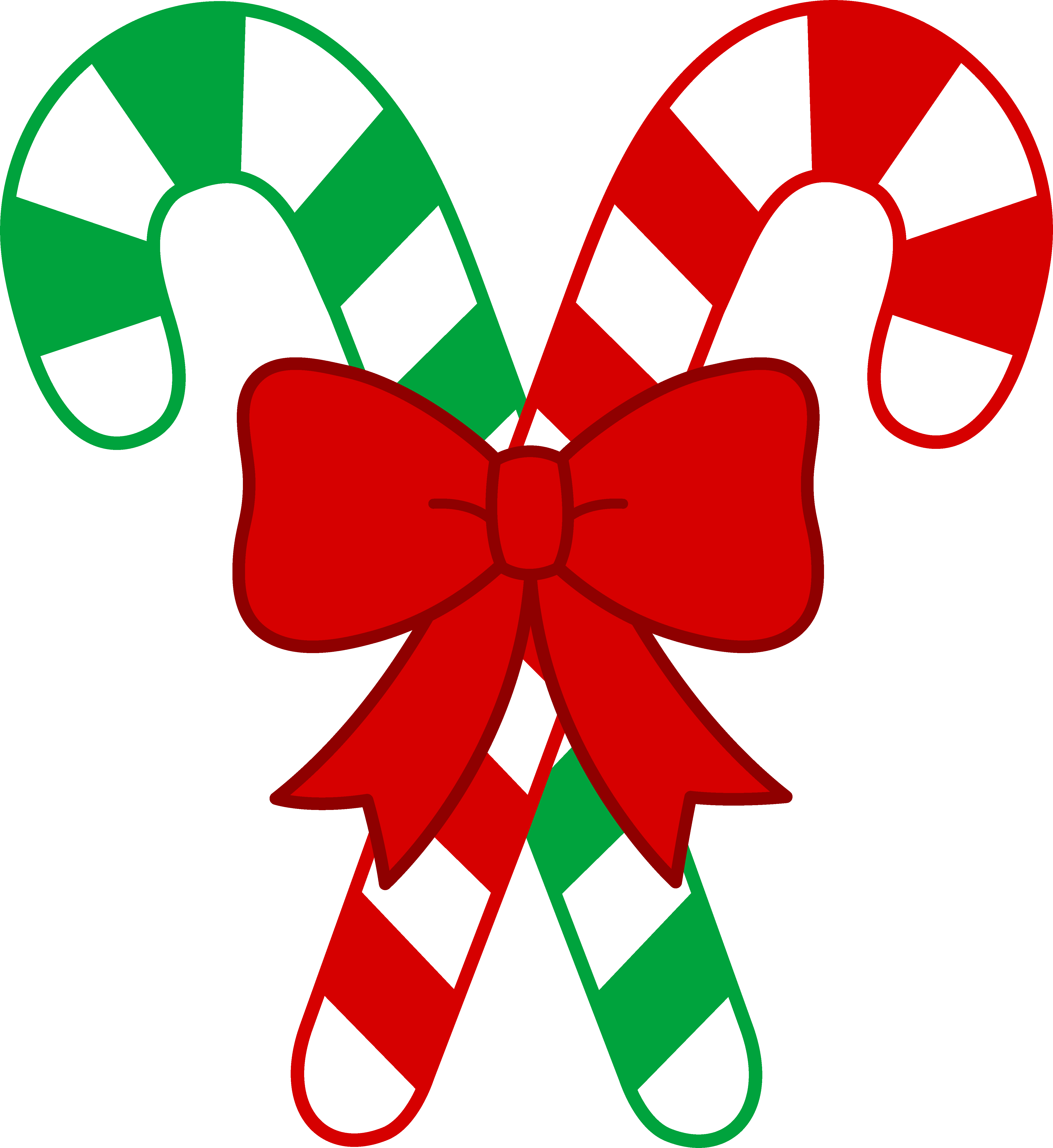Candy Cane Bow Clipart - Candy Cane Clip Art (4847x5284), Png Download