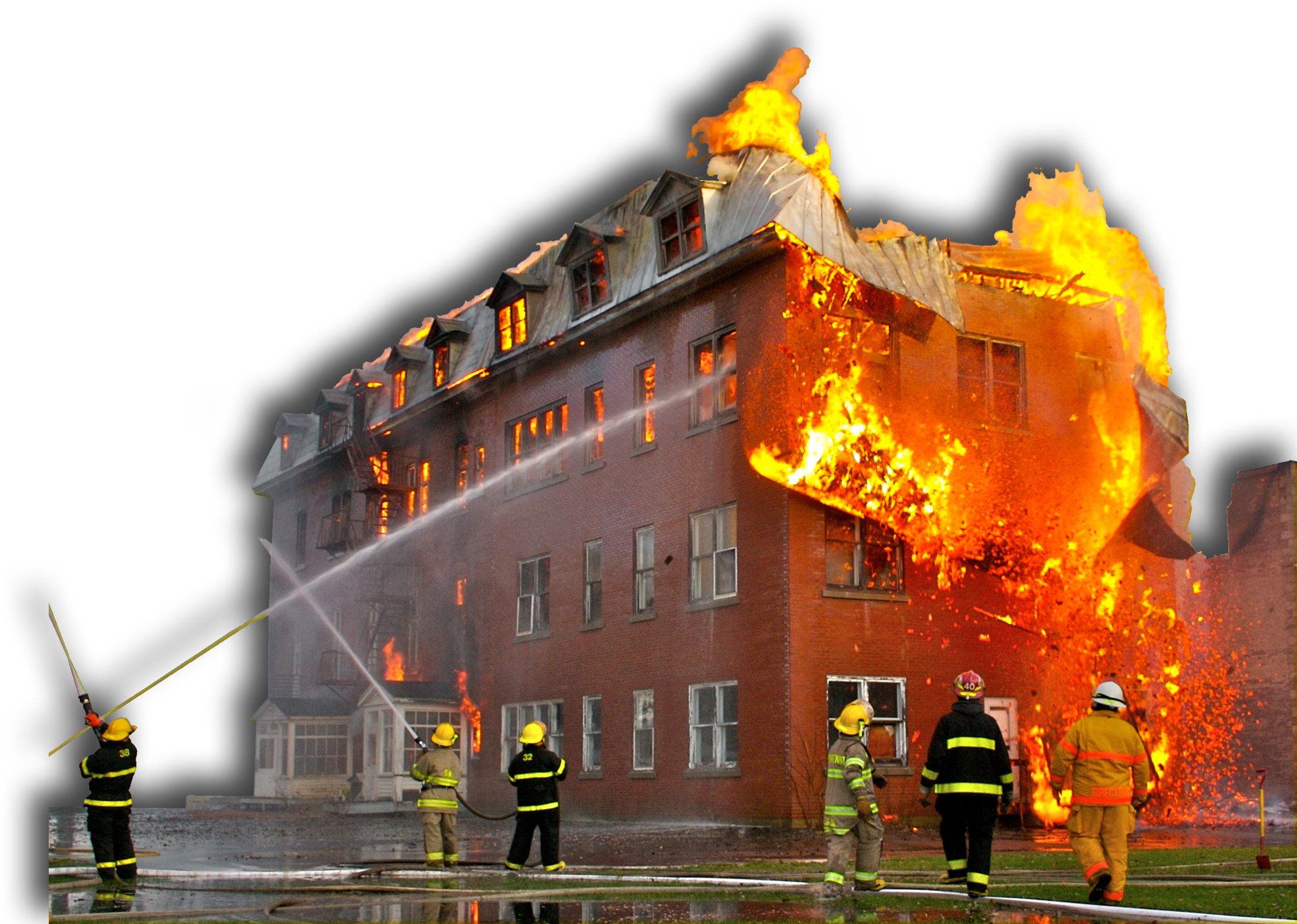 Smoke And Fire Protection - Building On Fire Transparent (2120x1515), Png Download