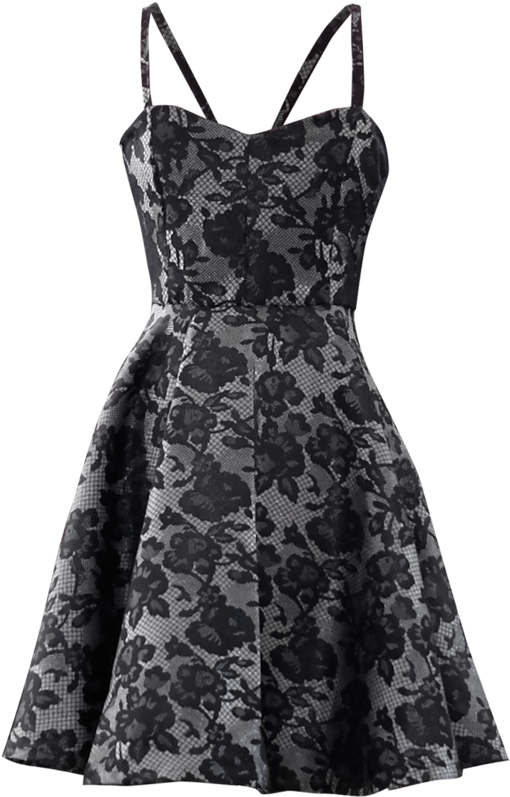 Cocktail Dress Png Pic - Black And Silver Lace Dress (602x1024), Png Download