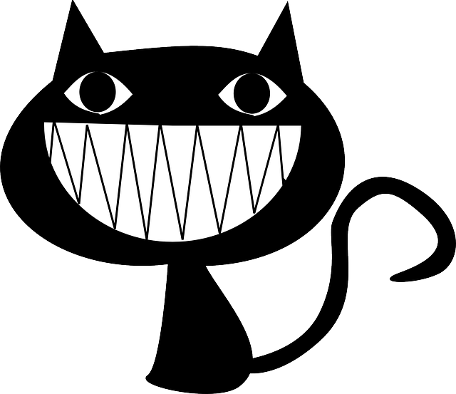 Cat, Laughing, Grinning, Evil, Teeth, Psycho, Animal - Black Cat Icon Png (640x553), Png Download