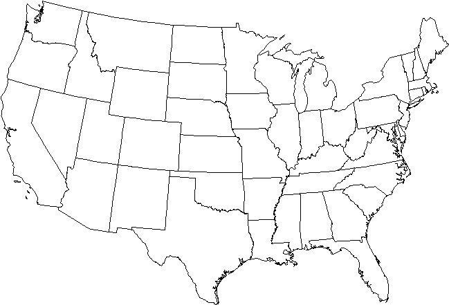 Usa Map Outline Png - Us States Line Map (701x565), Png Download