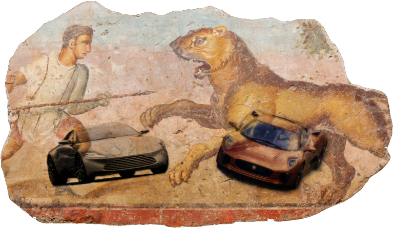 Just As It Was Once Soldiers And Lions In The Colosseum, - Painting From The Amphitheatre. Hunter With Lioness (800x533), Png Download