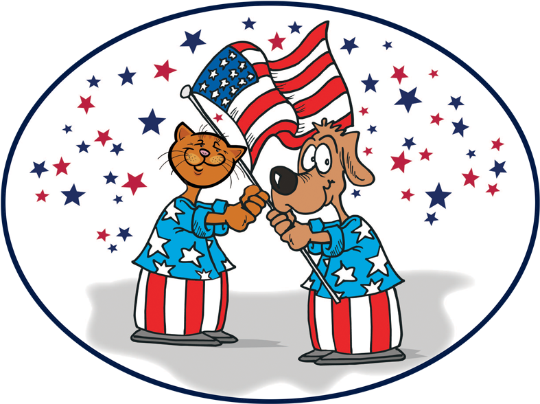 Cat Clipart 4th July Free Collection - American Flag Clip Art (817x600), Png Download