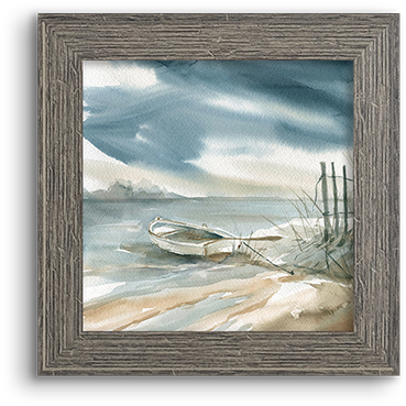 Coastal Watercolor ~ Rowboat - Framed Poster Prints - Subtle Mist Ii By Carol Robinson (800x800), Png Download