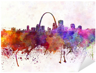 St Louis Skyline In Watercolor Background Sticker • - St Louis Skyline In Watercolor Background (400x400), Png Download