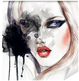 Watercolor Illustration Wall Mural • Pixers® • We Live - طراحی چهره با آبرنگ (400x400), Png Download