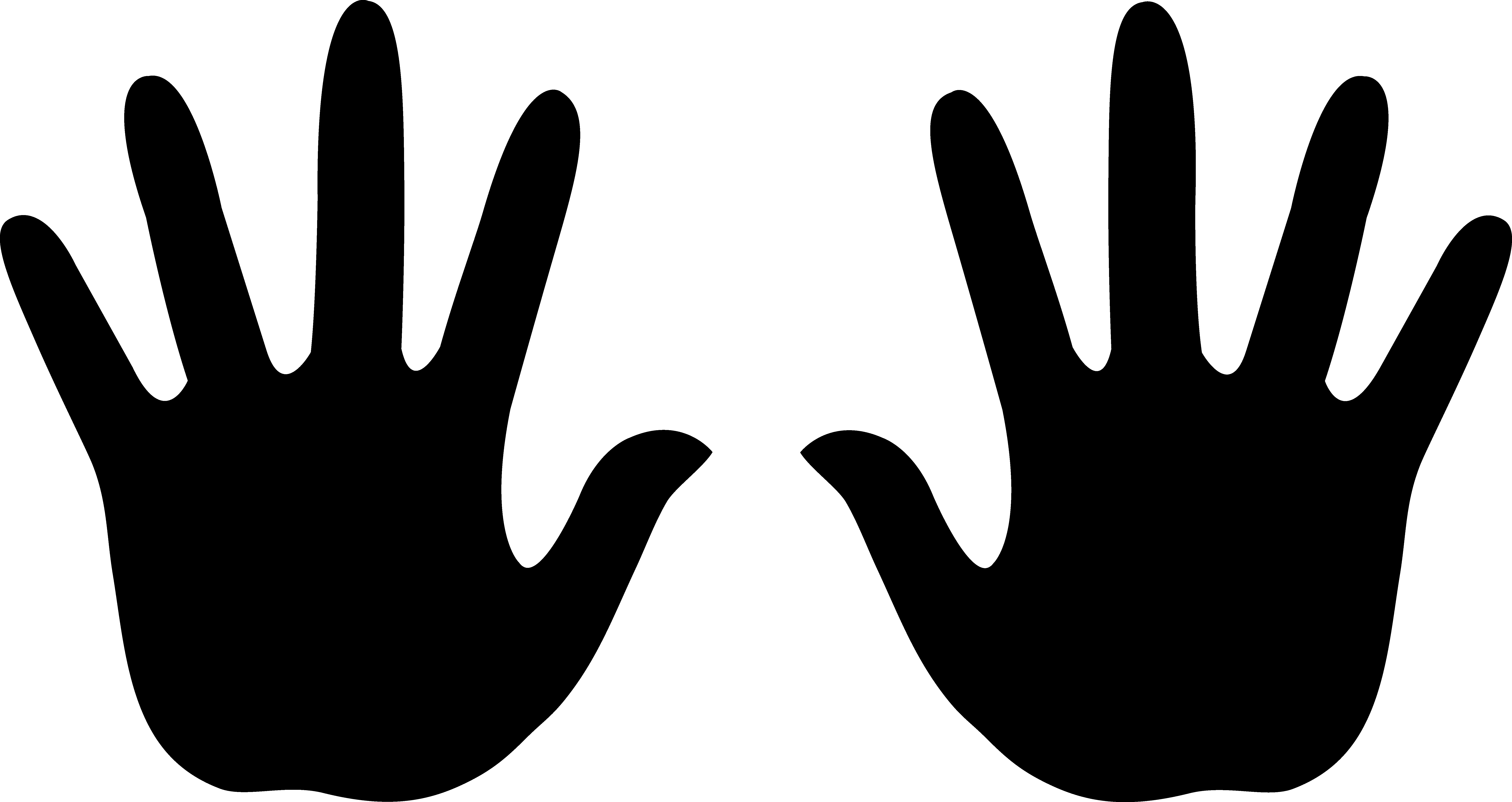 Handprints Black Silhouette - Black And White Hand Print Clip Art (8315x4411), Png Download