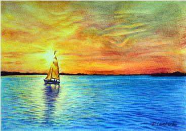 Yacht - Drawing Of Mediterranean Sea (366x366), Png Download