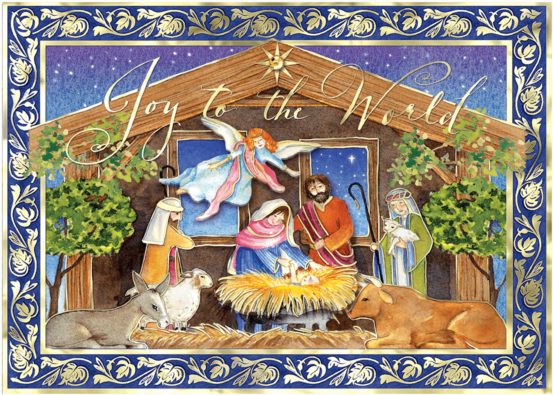 Watercolor Nativity Embellished Boxed Holiday Cards - Embellished Manger Scene Boxed Holiday Cards By Punch (600x600), Png Download