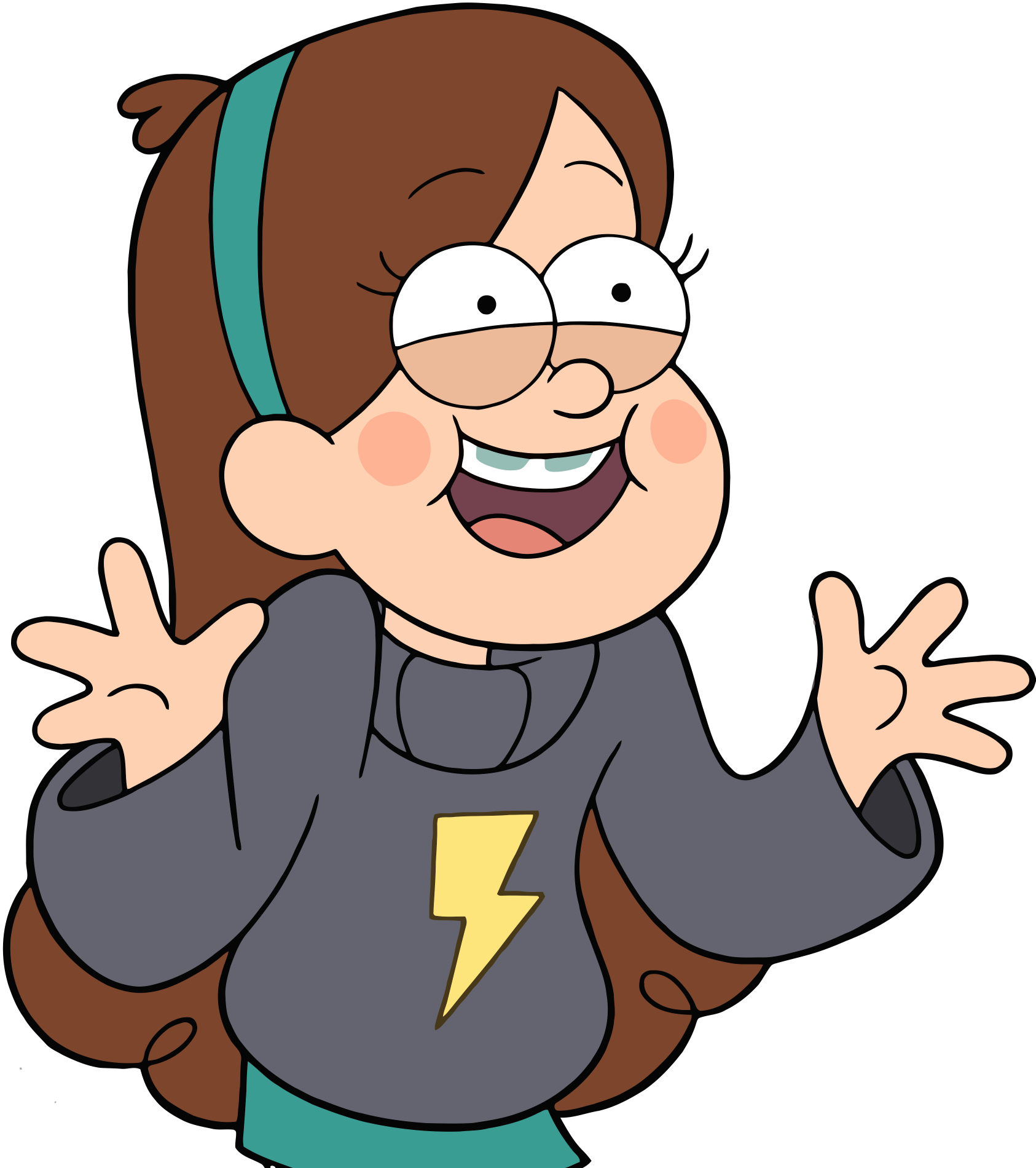 S1e7 Mabel Lightning Bolt Sweater Arms Waving - Gravity Falls Mabel Png (1686x1900), Png Download