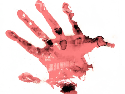 Bloody Handprint Psd - Bloody Hand Print Render (400x300), Png Download