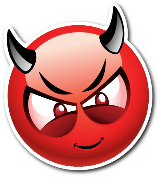 Devil Smiley Emoji Vinyl Die Cut Sticker - Devil Emoji Png (600x600), Png Download