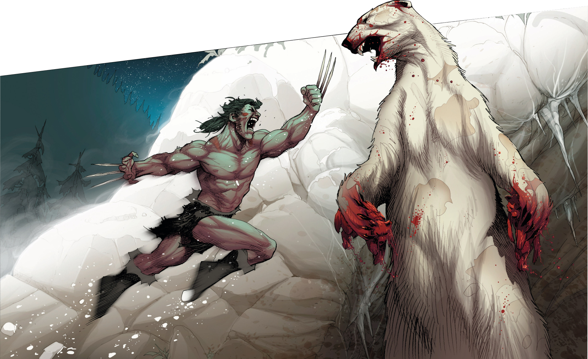 Wolverine - Wolverine Animal Vs Polar Bear (1915x1168), Png Download