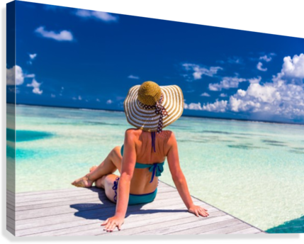 Sexy Woman In Bikini Enjoy In Tropical Resort, Sitting, - Beach (429x344), Png Download