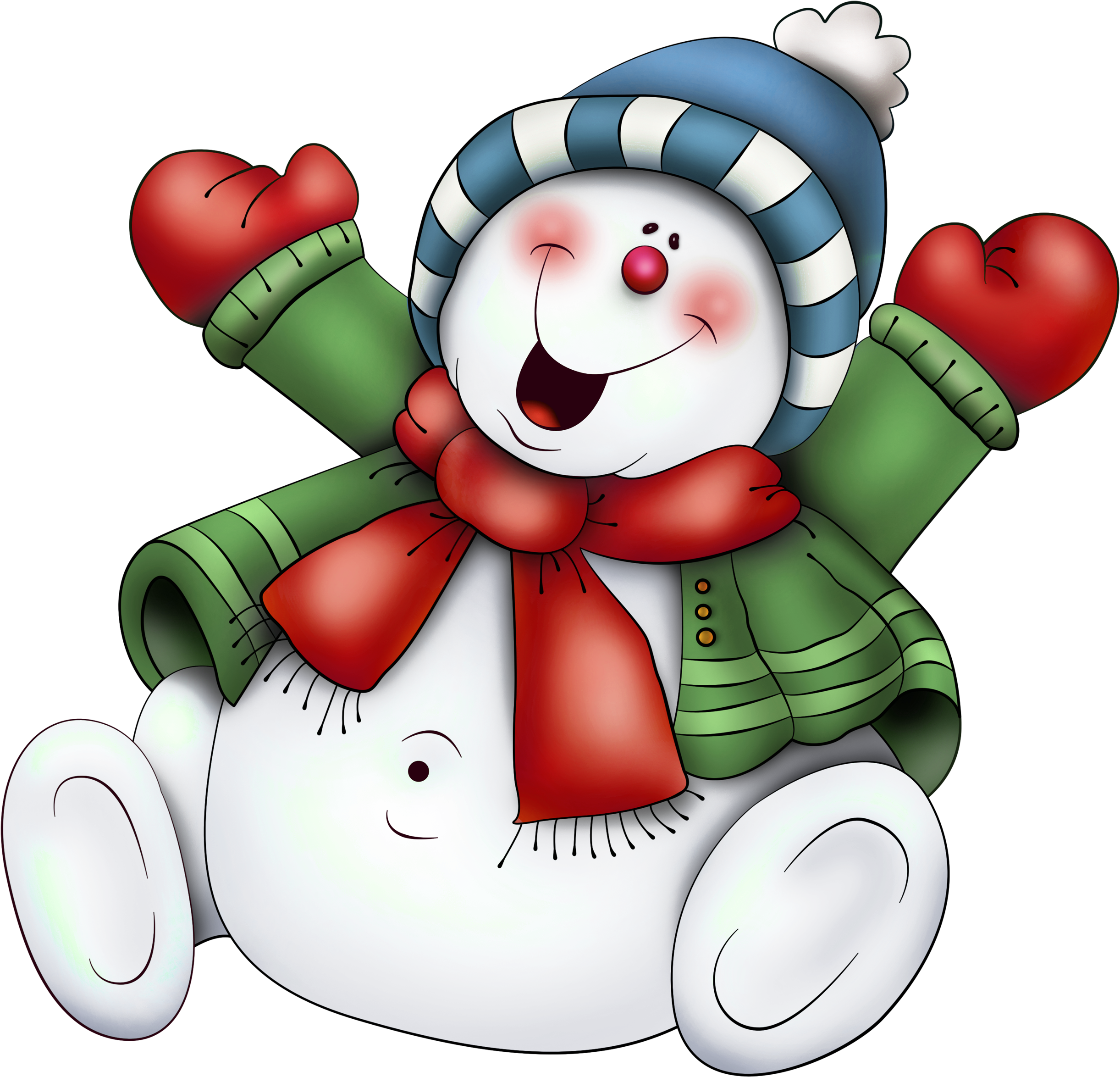 Snowman With Scarf Png Clipart - Christmas Clip Art Free (2511x2402), Png Download