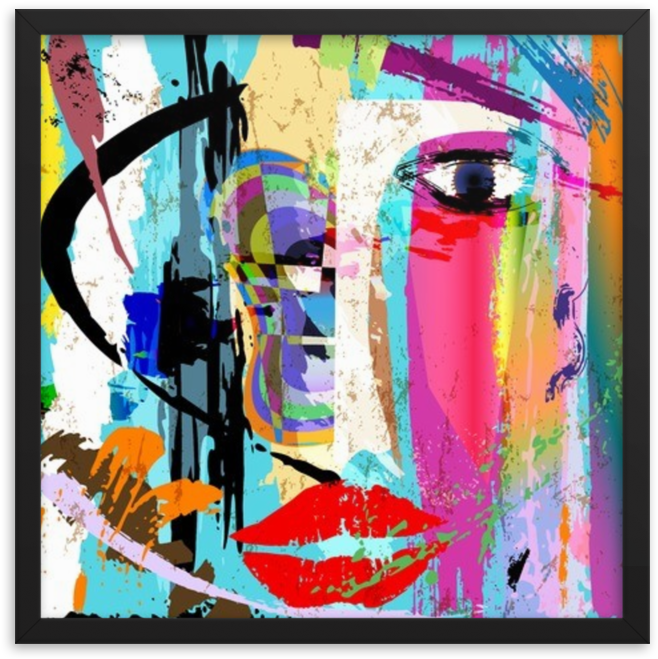 Framed Art Print Abstract Face Painting Png Sublimation - Abstract Graffiti (1000x1000), Png Download