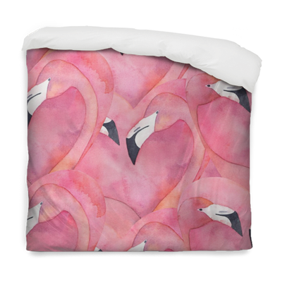 Seamless Pattern With Watercolor Pink Flamingo Couple - Watercolor Painting (400x400), Png Download