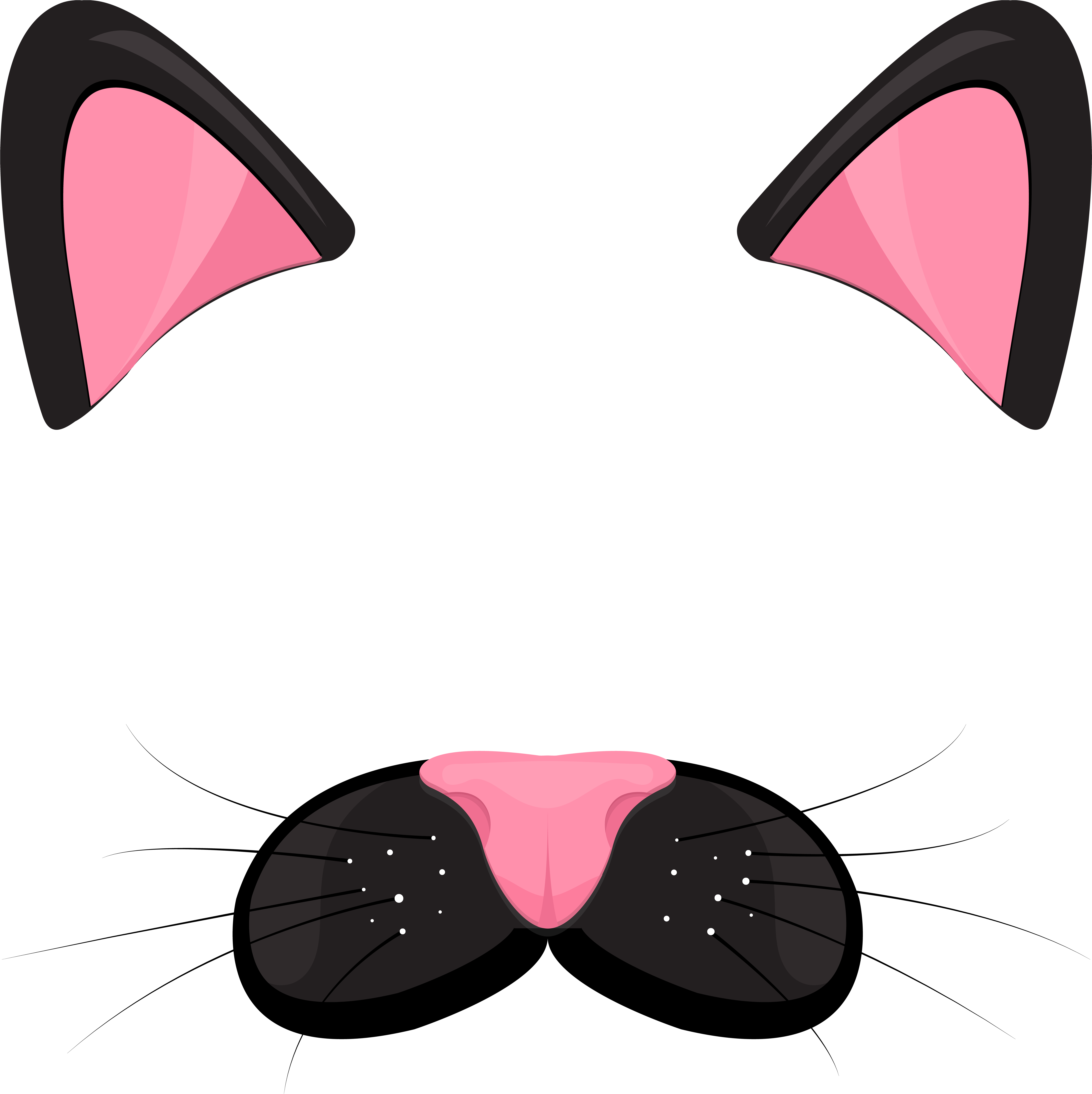 Cat Black Face Mask Png Clip Art Image - Cat Ear Clipart (599x600), Png Download