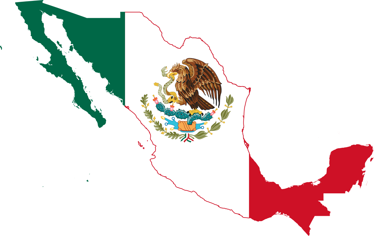 Mexico - Mexican Flag On Country (1024x646), Png Download