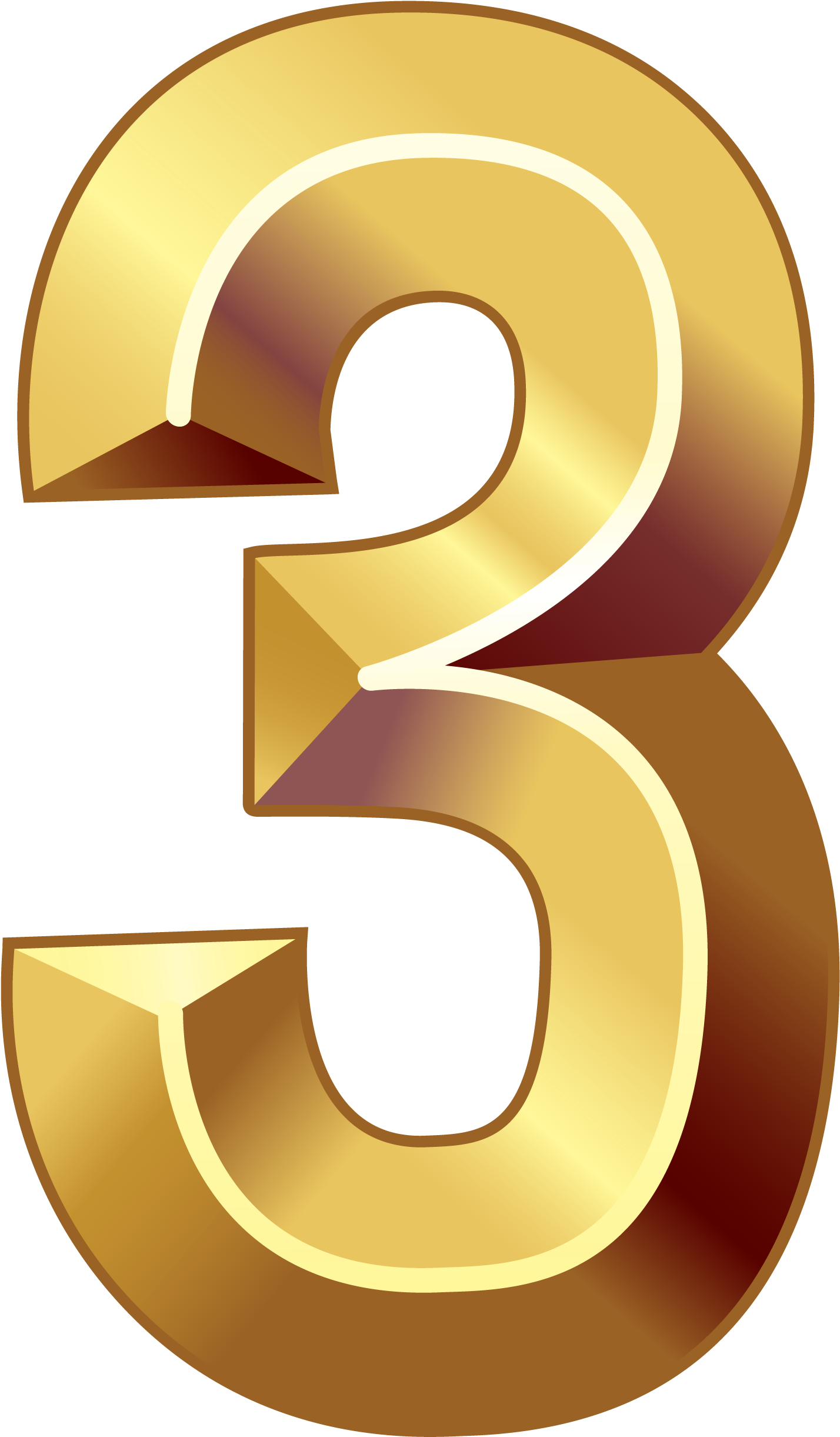 Gold Numbers Png - Gold Number 3 Png (1533x2530), Png Download