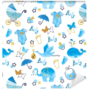 Baby Shower Boy Seamless Pattern - Vector Graphics (400x400), Png Download