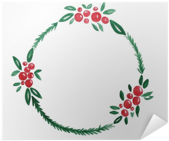 Christmas Wreath Watercolor Drawing On White Paper - Jpg Christmas Wreath Watercolor (400x400), Png Download