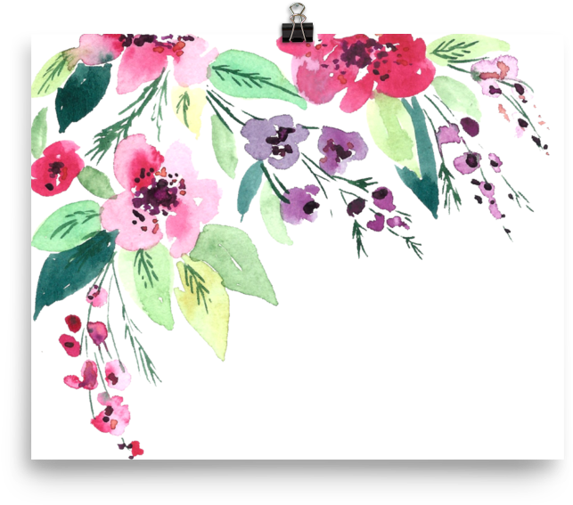 Watercolor Flowers Photo Paper Poster - Watercolor Painting (1000x1000), Png Download