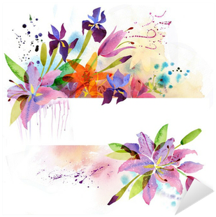 Floral Background With Watercolor Flowers Sticker • - Flowers Forever Edp 2.7 Fl Oz/80 Ml By Preferred Fragrance (400x400), Png Download