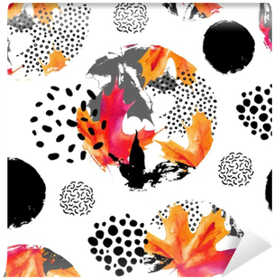 Autumn Leaves Watercolour Seamless Pattern - Obraz Na Płótnie Palma Liść Ab120x50-2897 (400x400), Png Download