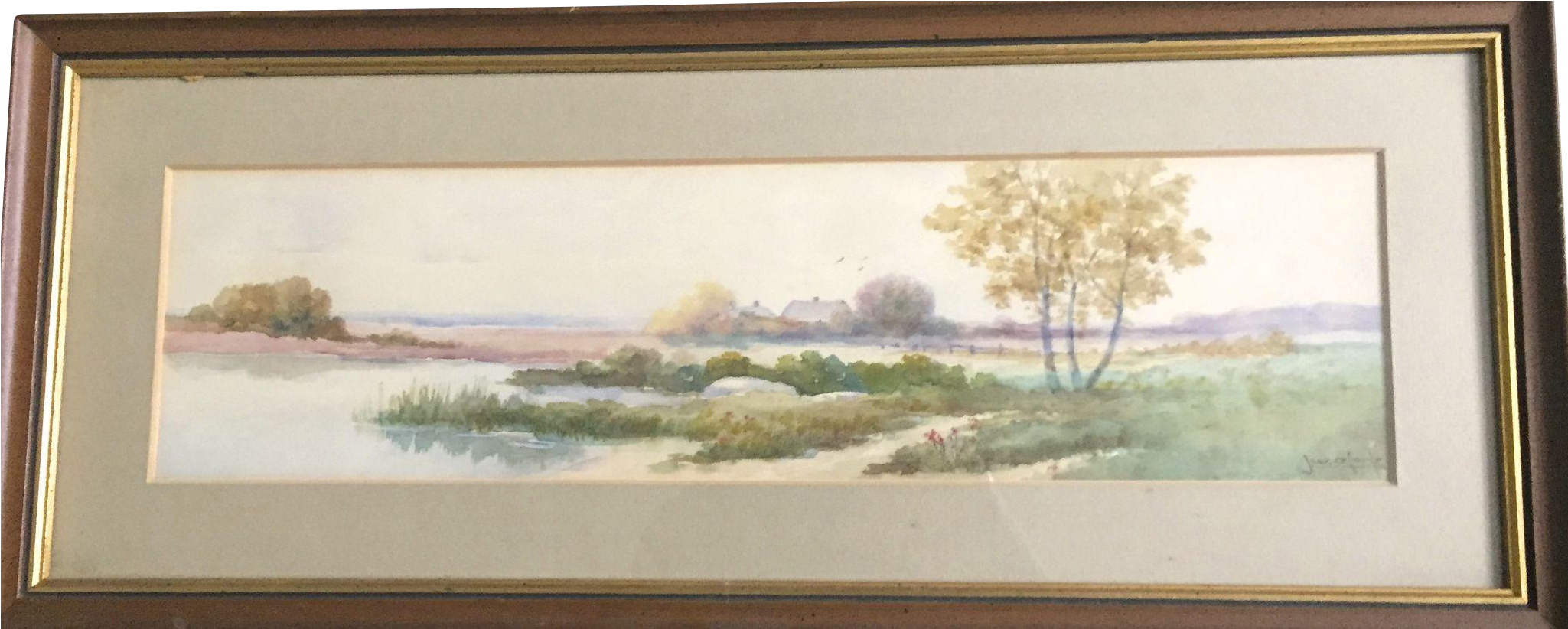 Autumn River Scene Painting - Watercolor Painting (2048x2048), Png Download