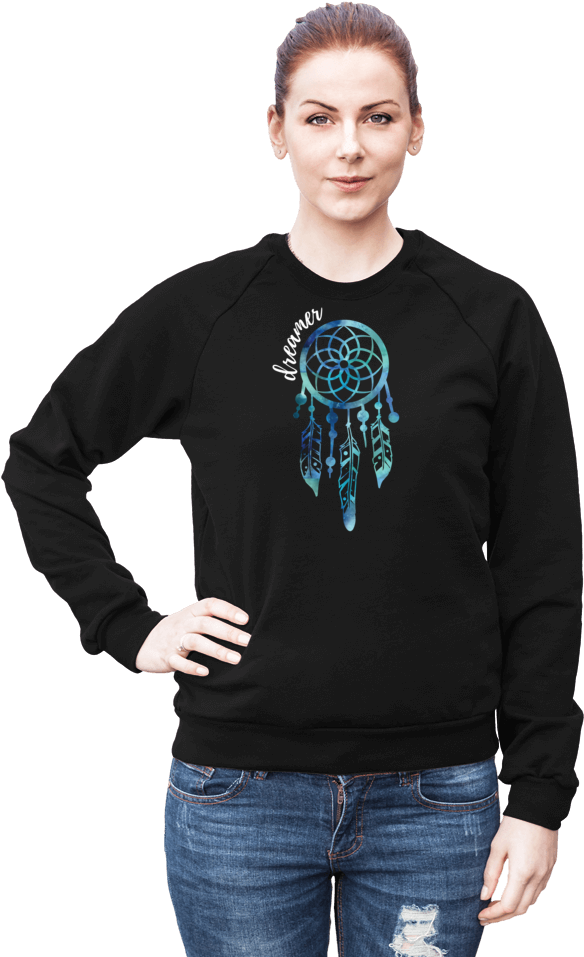 Dreamer Watercolor Dreamcatcher Unisex California Fleece - Bride Of Frankenstein Sweatshirt, Halloween Sweatshirt, (1000x1000), Png Download