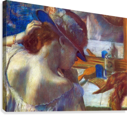 Before The Mirror By Degas Canvas Print - Pastel Edgar Degas (428x387), Png Download