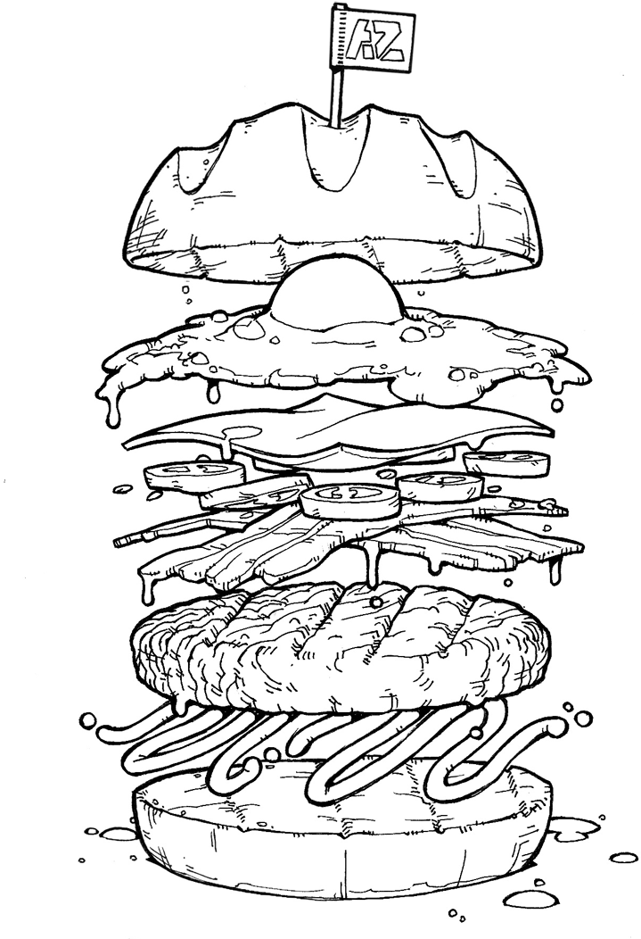 Picture Black And White Download Pin By Addam North - Hamburger Drawing (800x1062), Png Download