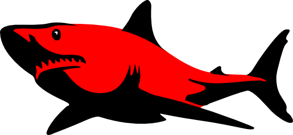 Clipart Shark Small Shark - Red And Black Shark (600x277), Png Download