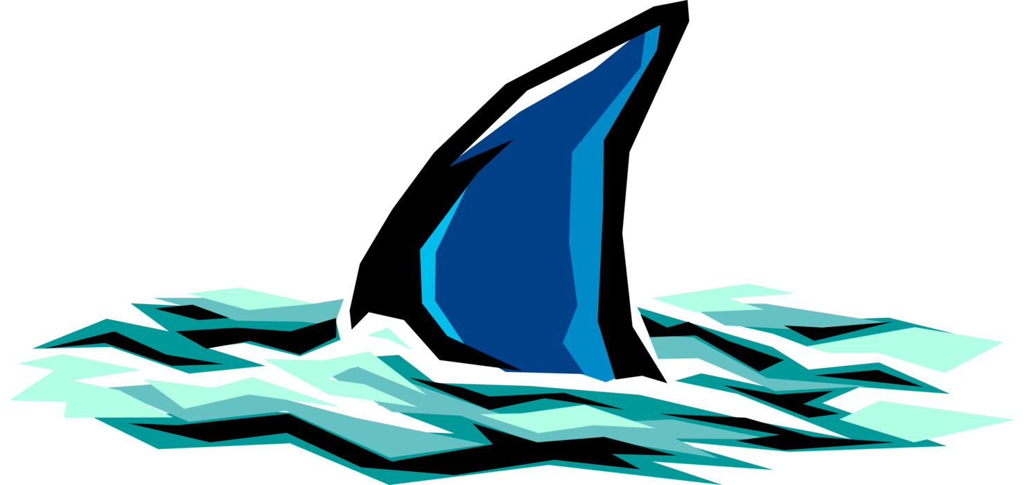 Vector Illustration Of Marine Predator Shark Fin Breaks - Shark Fin Png (1492x700), Png Download