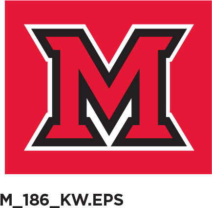 Red Beveled-m With Black And White Border On A Red - Miami University (445x444), Png Download