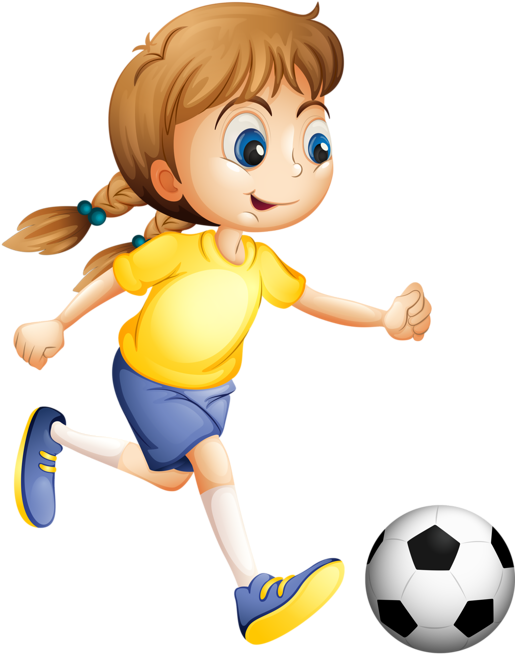 El Balompié, El Fútbol, La Pelota, La Niña, La Muchacha, - Sport Clipart (570x800), Png Download