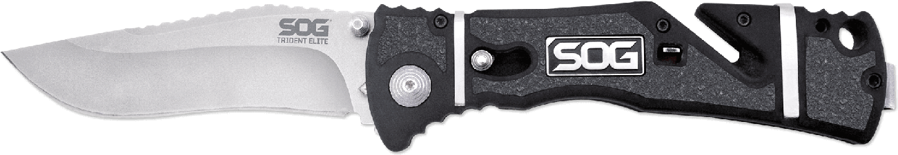 Specifications - Sog Trident Elite Knife, Black (1330x546), Png Download