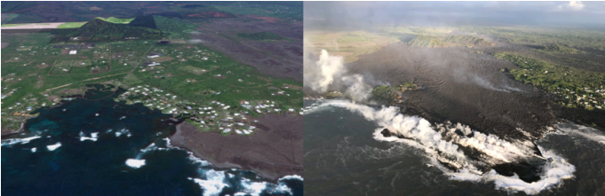Kapoho Bay Before And After The Lava Flow From The - Kapoho Bay Before And After (680x408), Png Download